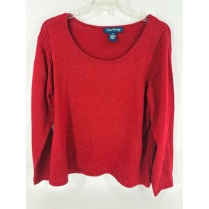 Evan Picone Woman Red Knit Sweater Long Sleeve Scoop Neck 2X‎ Plus Size